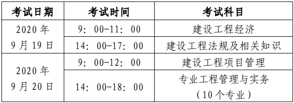 北京2020年一級建造師考試時間