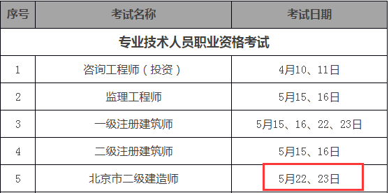 北京2021年二級建造師考試時(shí)間