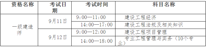 湖北省2021一級建造師考試時間