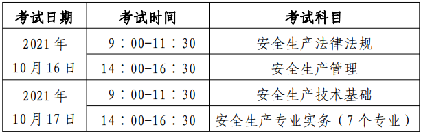 北京2021中級(jí)安全師考試時(shí)間